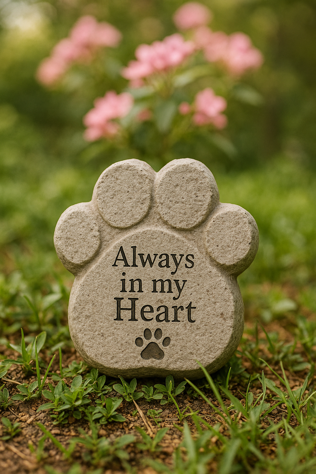 Pet Memorial Garden Stone – Pawprints of Love